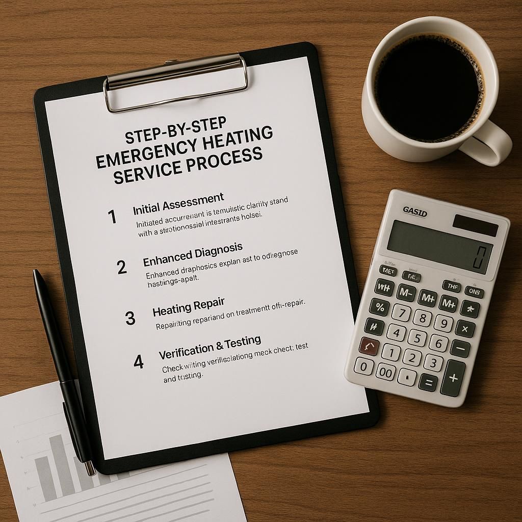Step-by-Step Emergency Heating Service Process with Enhanced HVAC illustrating 24 hour emergency heating service