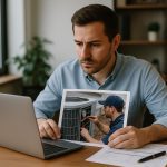 Technician in blue uniform performing ac service and repair on a rooftop unit with tools, ensuring cool airflow.