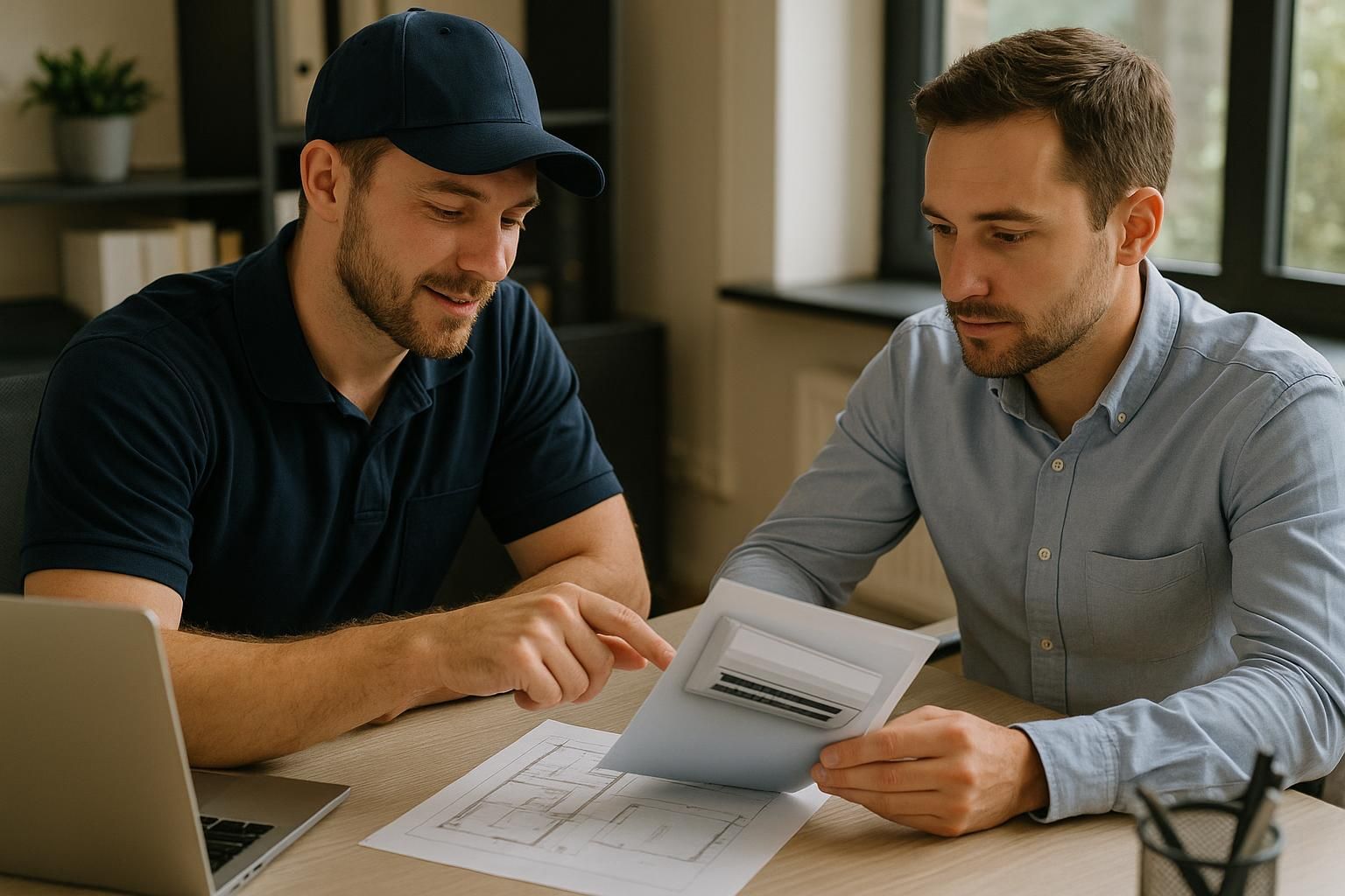 Technician installs a modern AC unit inside a home, showcasing air conditioning installation services near me.