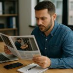 Technician inspecting an air conditioning unit with tools and tablet in a bright modern room, hvac repair and service.